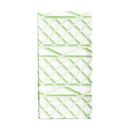 Trellis Cotton Dinner Napkins in Green & White - Set of 4