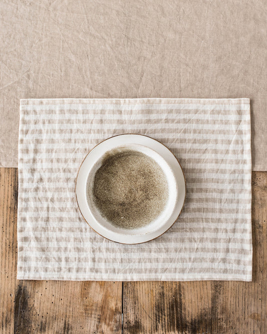 Striped in natural linen placemat set of 2