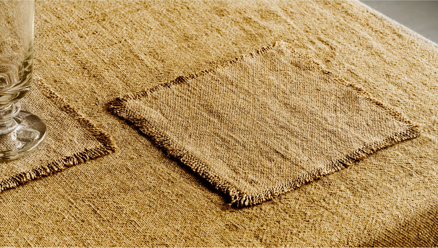 RW GUILD FRINGE WASHED LINEN COCKTAIL NAPKIN