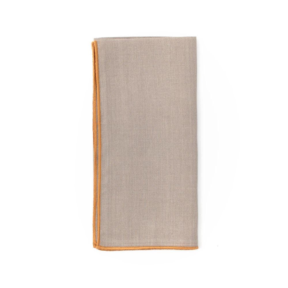 Contrast Edge Linen Dinner Napkin in Flax & Gold - 1 Each