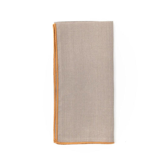 Contrast Edge Linen Dinner Napkin in Flax & Gold - 1 Each