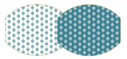 Two Sided Jaipur/Reverse Jaipur Ellipse Placemat Chinese Blue