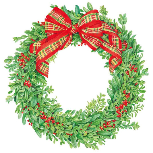 Boxwood and Berries Wreath Die-Cut Placemat - 4 Per Package
