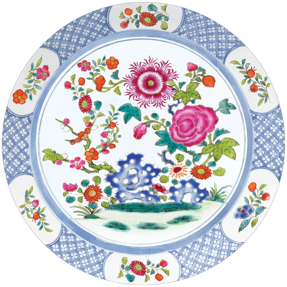 Chinese Floral Porcelain Die-Cut Placemat - 4 Per Package