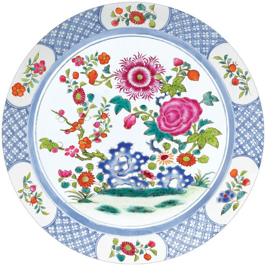 Chinese Floral Porcelain Die-Cut Placemat - 4 Per Package