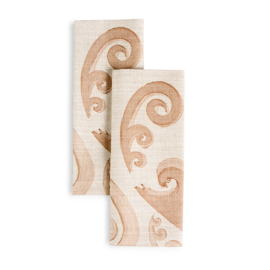Athenee Peacock Beige Non Stain Napkins Set of 2