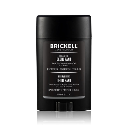Brickell Men's Products Natural Deodorant For Men, Natural and Organic, Aluminum, Alcohol, and Baking Soda Free, 2.65 Ounce, Unscented