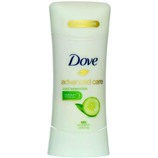 Dove Deodorant 2.6 Ounce Adv Care Anti-Perspirant Cool Essentials Stick, Fresh Cucumber, 2 Pack