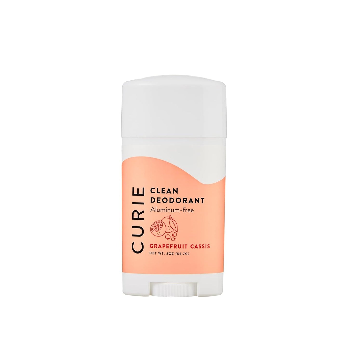 Curie Natural Deodorant for Women - Grapefruit Cassis 2oz Stick - Aluminum Free Deodorant, Paraben Free, Cruelty Free, Vegan, Non-Toxic
