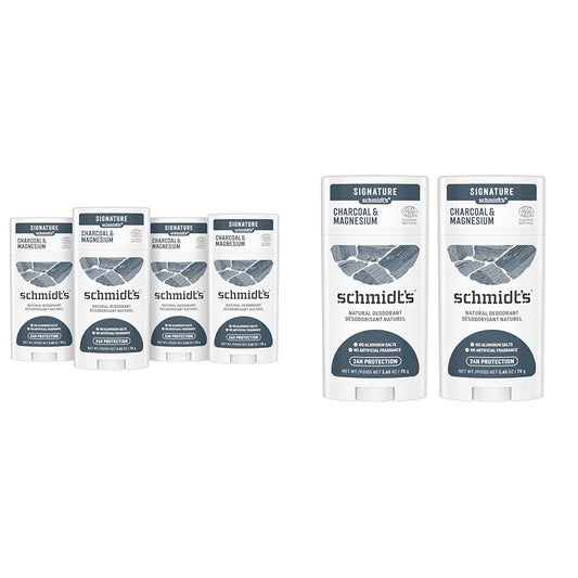 Schmidt's Aluminum Free Natural Deodorant for Women and Men, Charcoal and Magnesium & Aluminum Free Natural Deodorant Charcoal & Magnesium 2 Count For Women and Men