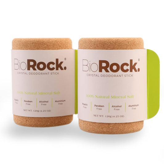 BioRock. Crystal Natural Deodorant Stone - * 2 Packs Unscented Plastic and Aluminum Free Salt Stick for Women & Men Eco-Friendly Sustainable Zero Waste 4.25 oz * 2