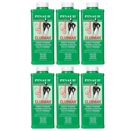 Clubman Pinaud Finest Powder in Flesh, Classic Deodorizing Powder for Men, Protection Against Sweat and Body Odor, 9 oz (Pack of 6)