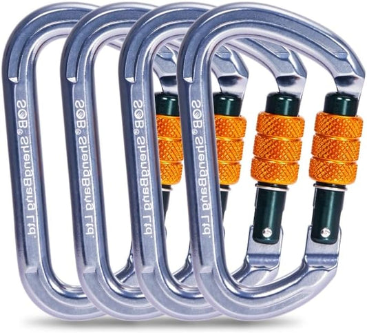 SOB Auto Locking Climbing Carabiner Clips 4Pack 28KN Heavy Duty Asymmetrical Carabiner Connector Used for Rappelling Gear Rescue Outdoor Projects Dog Leash