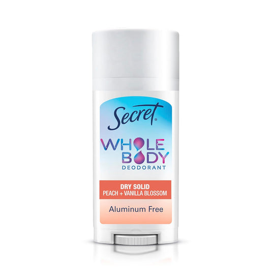 Secret Whole Body Deodorant Stick for Women, Peach & Vanilla Scent, Aluminum Free Deodorant Stick, 72 HR Odor Protection, 2.4 oz