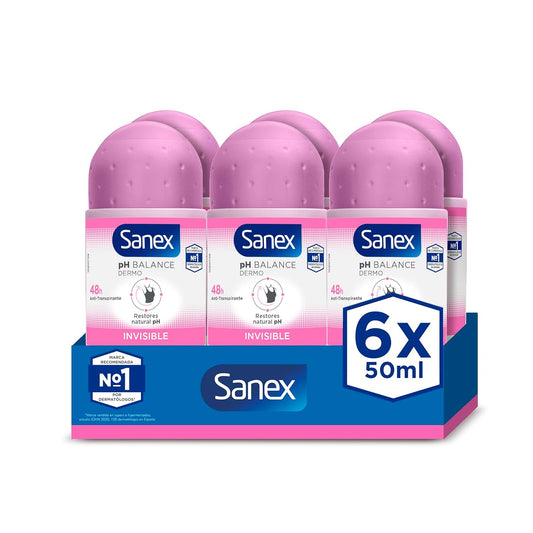 Sanex Deodorant Roll On Dermo Invisible 50 ml 6 Pack
