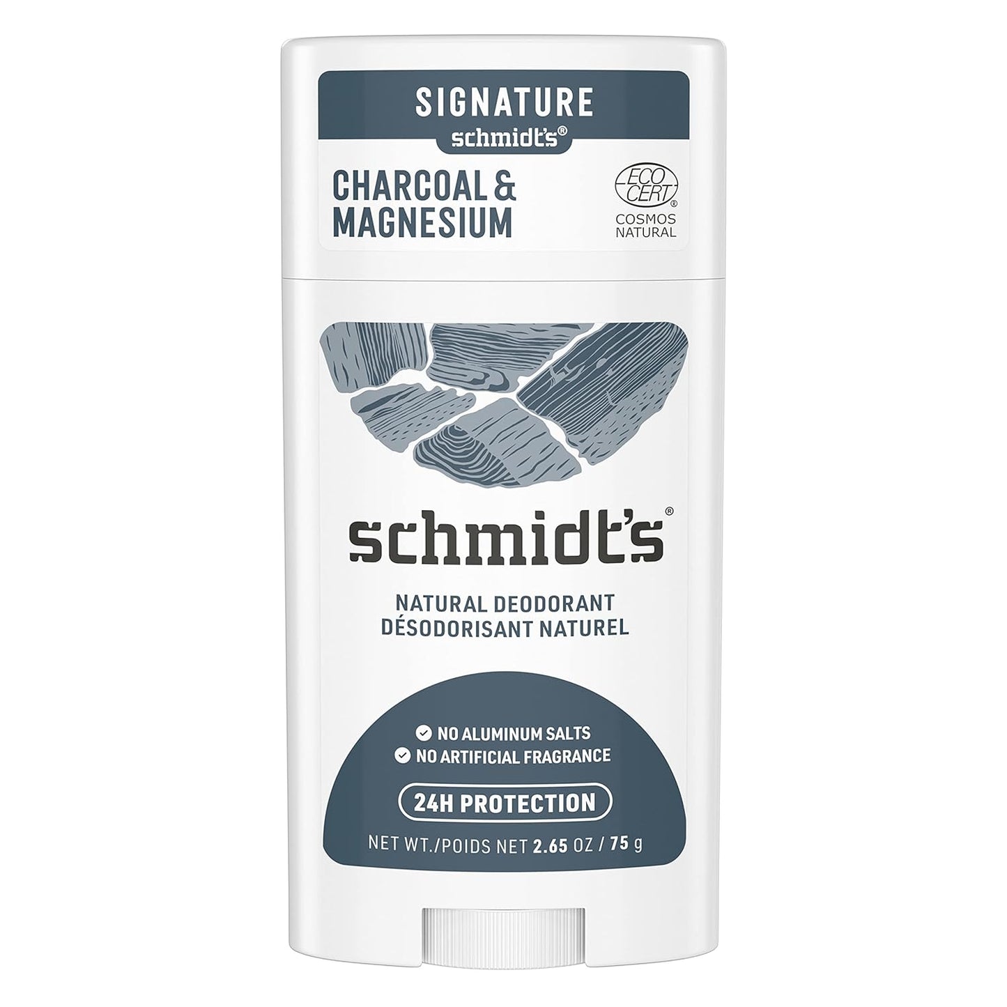 Schmidt's Aluminum Free Natural Deodorant for Women and Men, Charcoal and Magnesium with 24 Hour Odor Protection, Certified Natural, Vegan, Cruelty Free, 2.65 oz