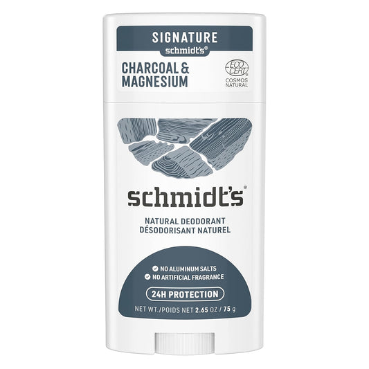 Schmidt's Aluminum Free Natural Deodorant for Women and Men, Charcoal and Magnesium with 24 Hour Odor Protection, Certified Natural, Vegan, Cruelty Free, 2.65 oz
