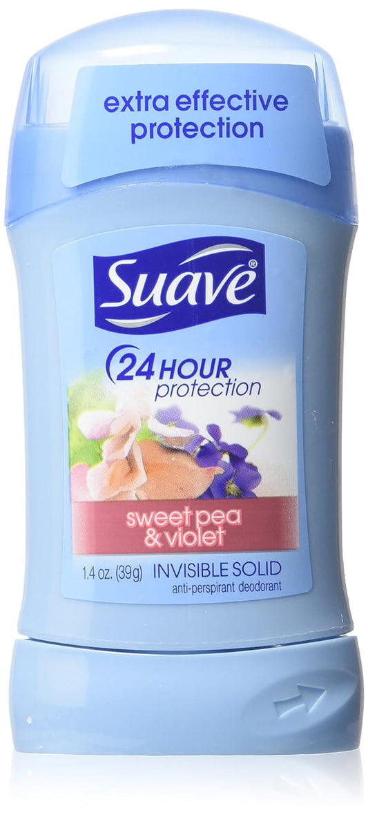 Suave Deodorant 1.4 Ounce 24Hr Sweet Pea/Violet Invisible Solid (41ml) (6 Pack)
