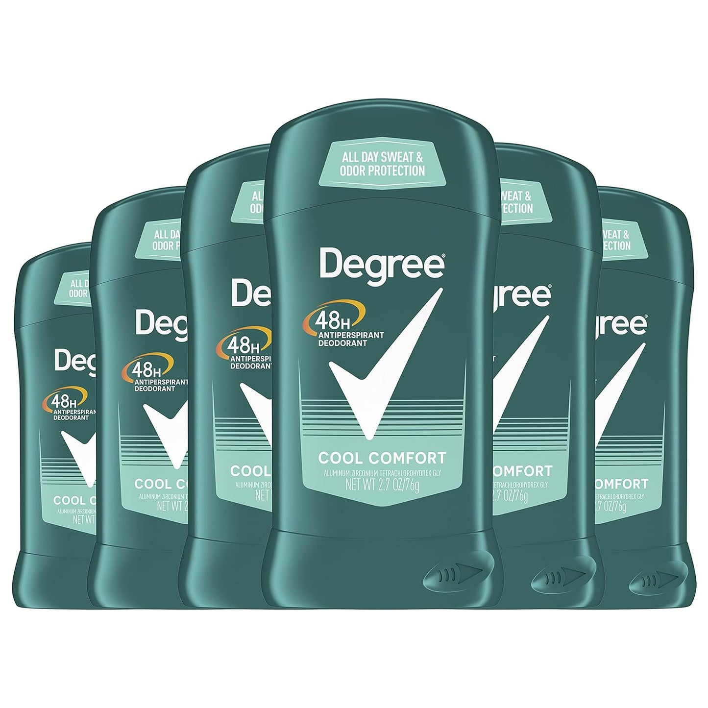 Degree Men Original Antiperspirant Deodorant for Men, Pack of 6, 48-Hour Sweat and Odor Protection, Cool Comfort 2.7 oz