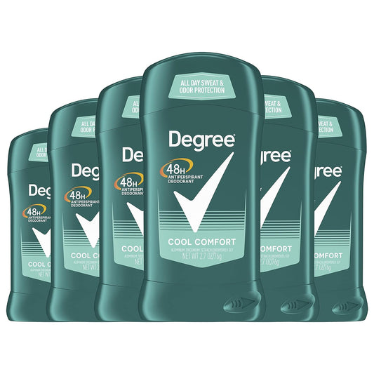 Degree Men Original Antiperspirant Deodorant for Men, Pack of 6, 48-Hour Sweat and Odor Protection, Cool Comfort 2.7 oz