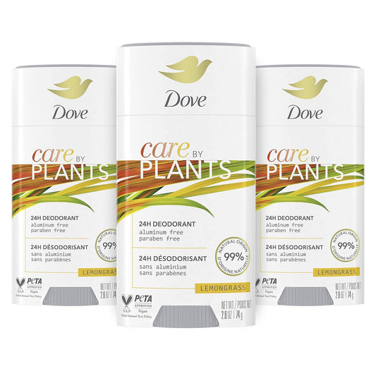 Dove Care by Plants Deodorant Stick for long-lasting deodorant protection Lemongrass aluminum free deodorant 2.6 oz 3 Count