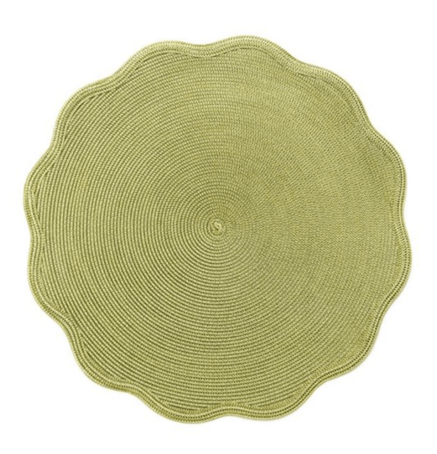 Braided Scallop Edge Round Placemat in Moss & Canary - 1 Each