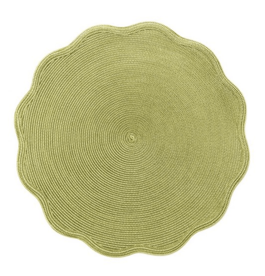 Braided Scallop Edge Round Placemat in Moss & Canary - 1 Each