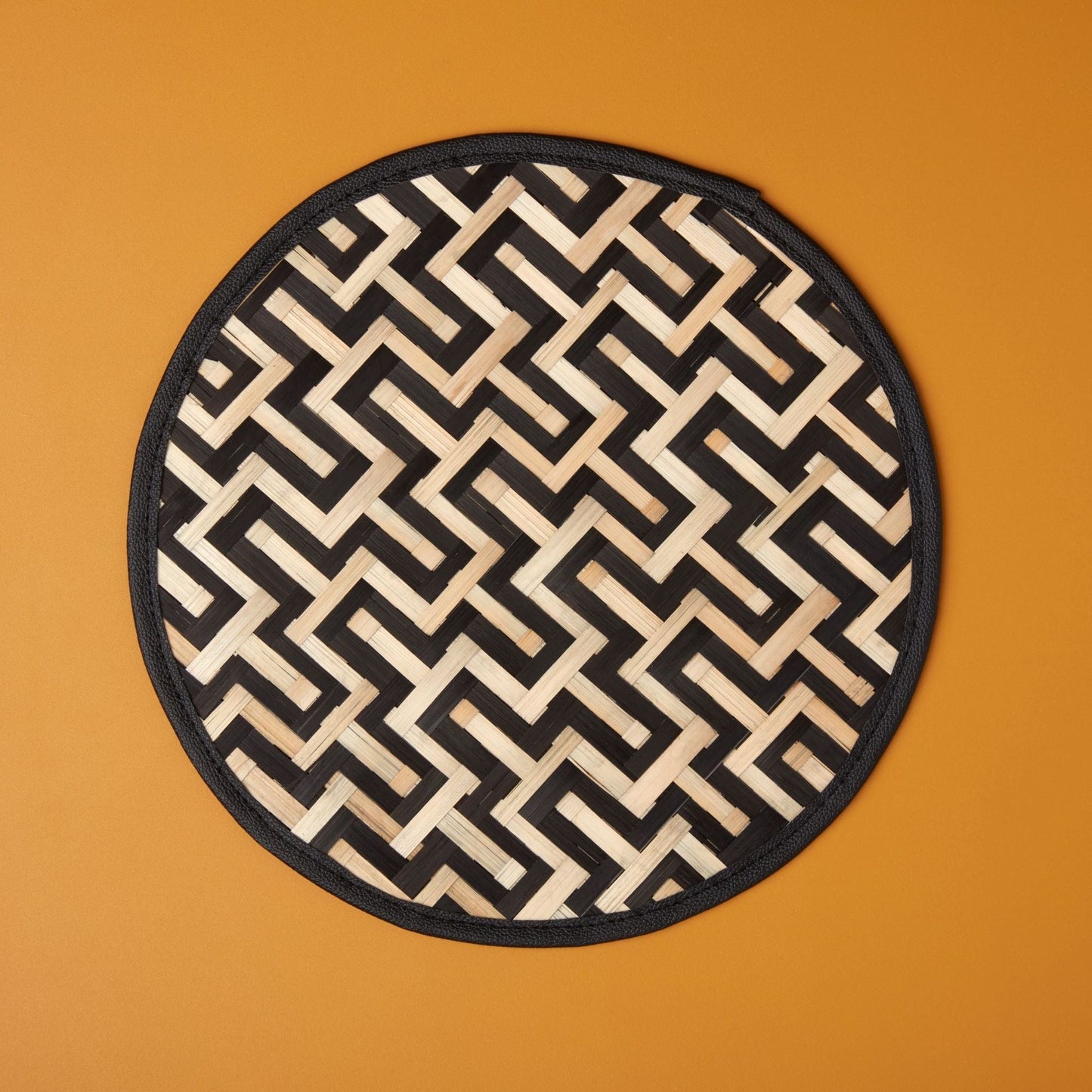 Black Woven Bamboo Placemat - Cross Tee (Set of 4)