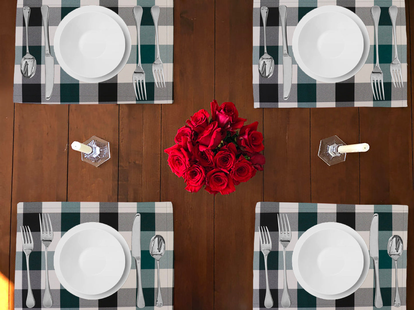 Buffalo Poplin Dinner Table Placemats Holiday Home Decoration 13" x 19" (Pack of 4)