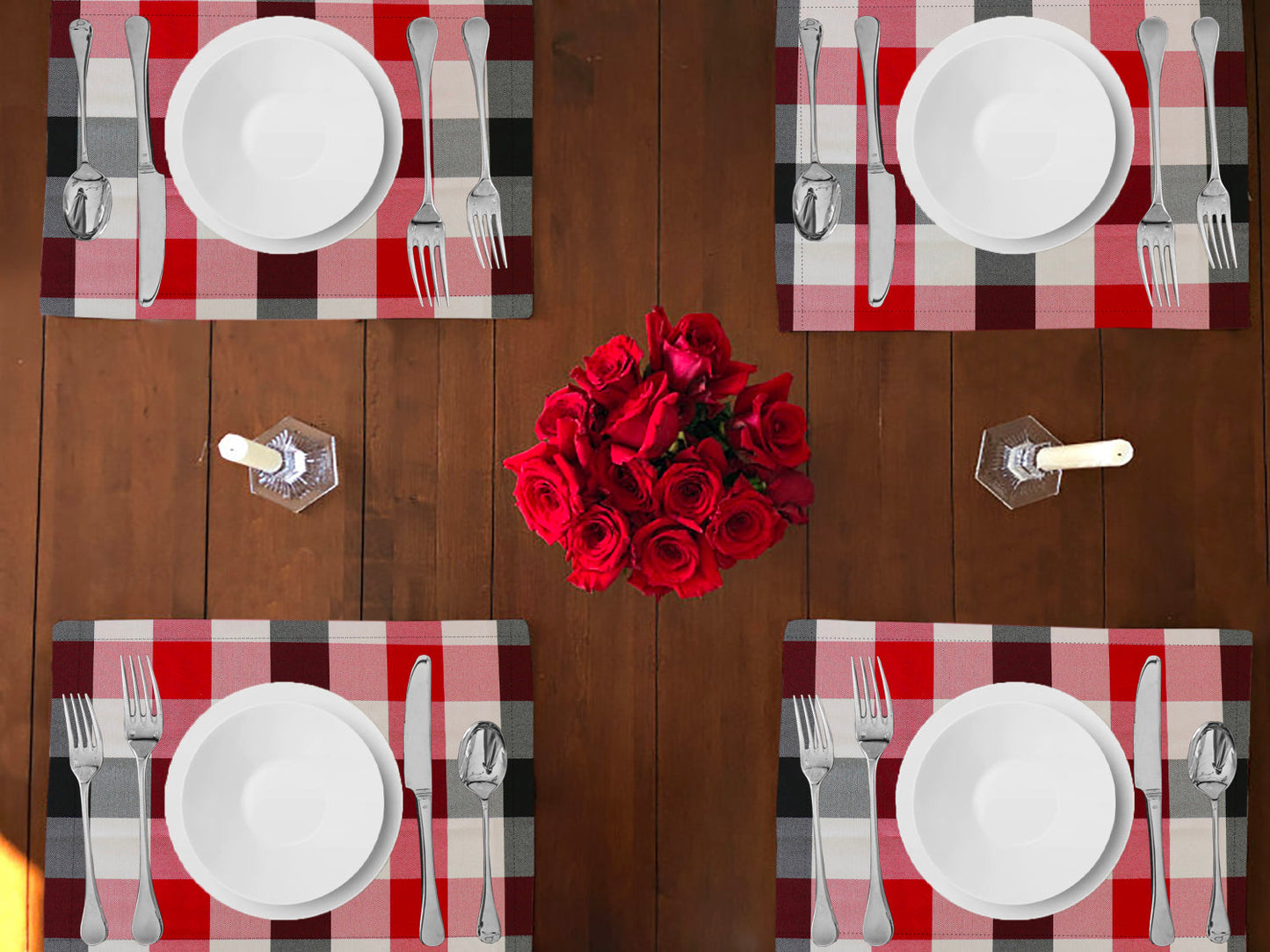 Buffalo Poplin Dinner Table Placemats Holiday Home Decoration 13" x 19" (Pack of 4)