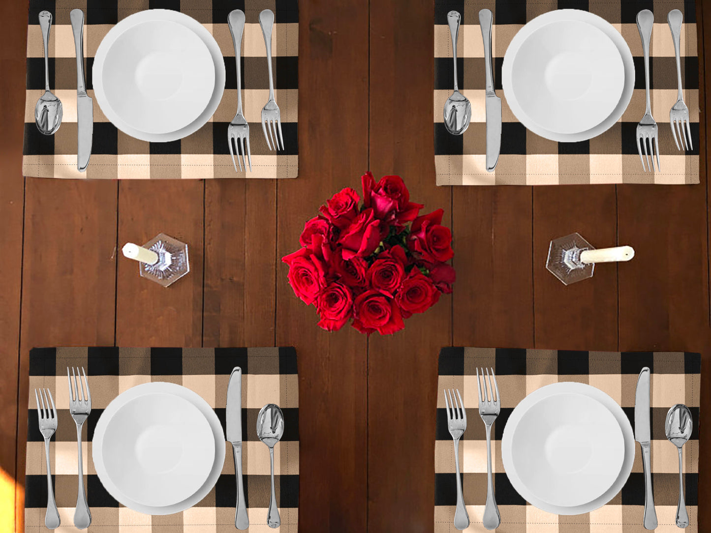 Buffalo Poplin Dinner Table Placemats Holiday Home Decoration 13" x 19" (Pack of 4)