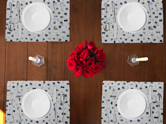 Butterflies Print Cotton Dinner Table Placemats Holiday Home Decoration 13" x 19" (Pack of 4)