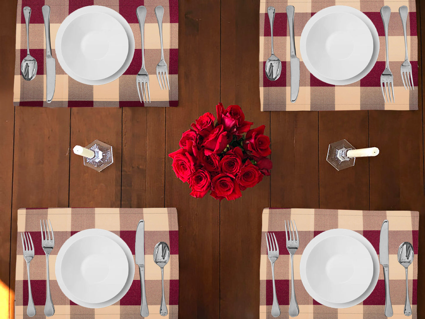 Buffalo Poplin Dinner Table Placemats Holiday Home Decoration 13" x 19" (Pack of 4)