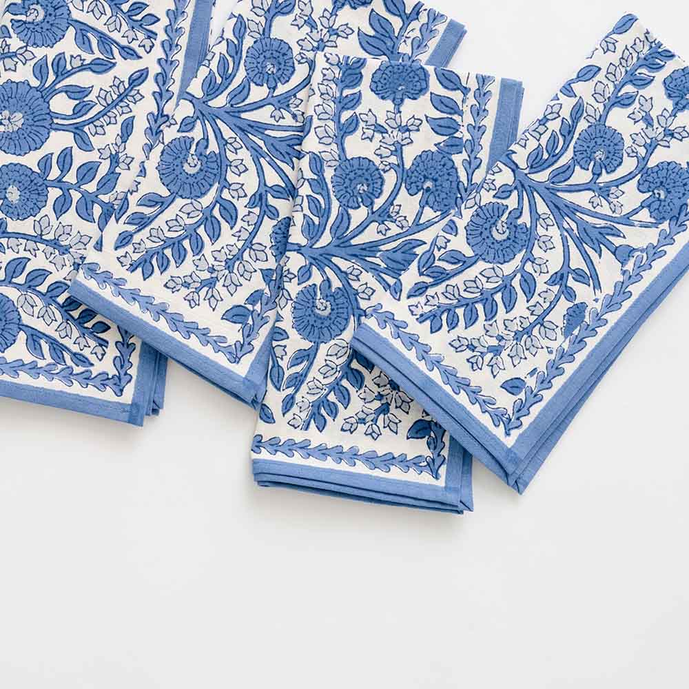 Cactus Flower Blue Napkins- Set of Four