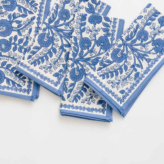 Cactus Flower Blue Napkins- Set of Four
