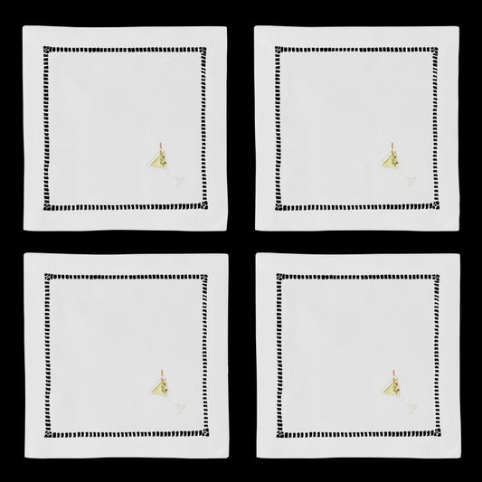 Dirty Martini Cocktail Napkin set/4