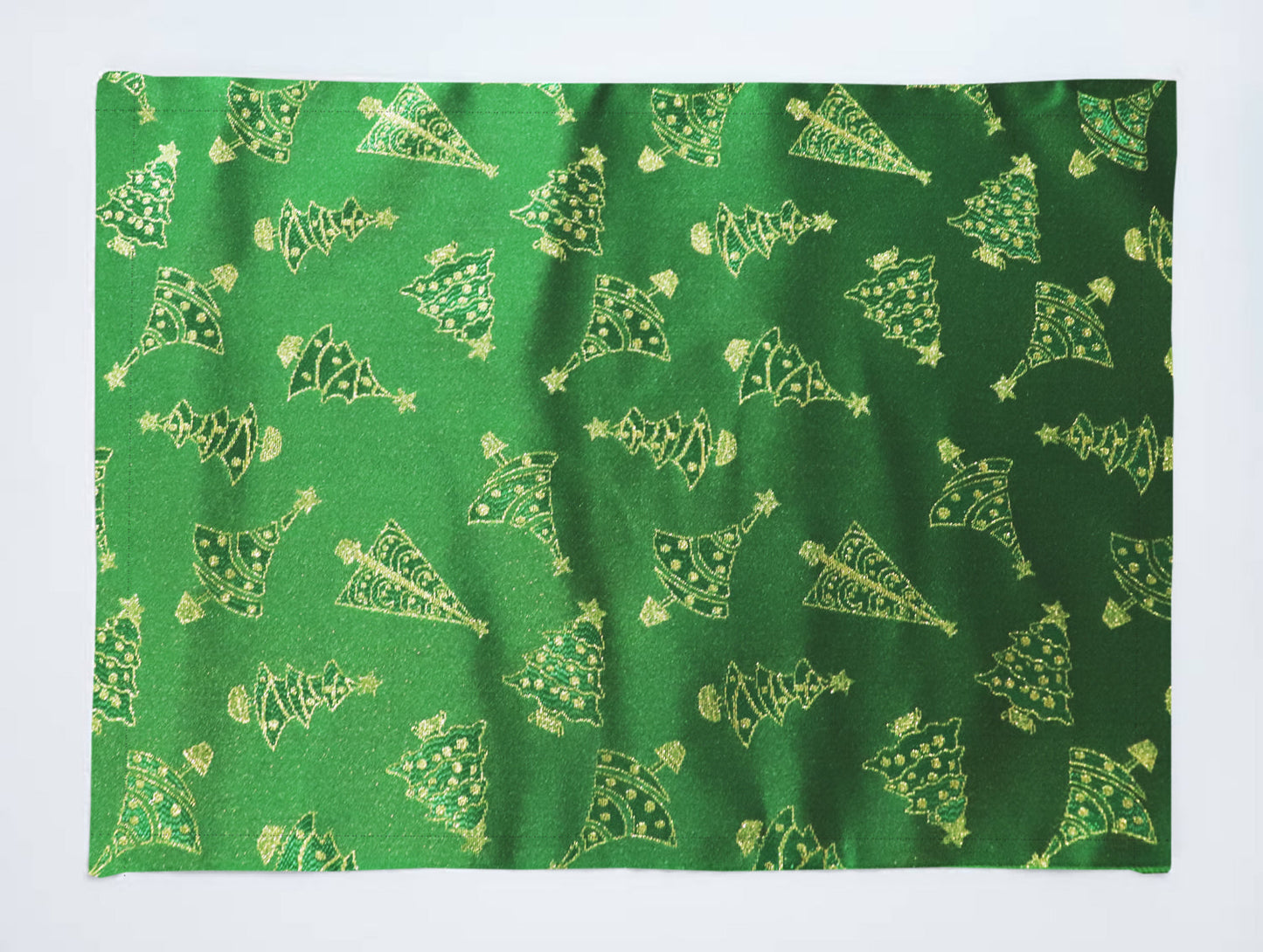 Christmas Trees Brocade Dinner Table Placemats Holiday Home Decoration 13" x 19" (Pack of 4)