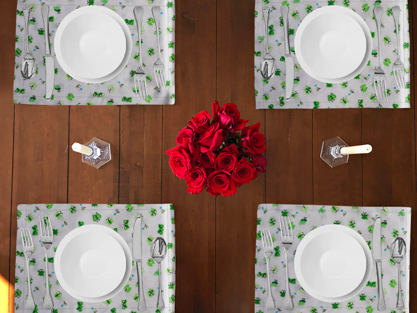 Butterflies Print Cotton Dinner Table Placemats Holiday Home Decoration 13" x 19" (Pack of 4)