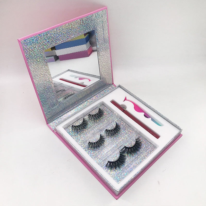 Big 3 Pairs Lash Packaging with Eyelashes