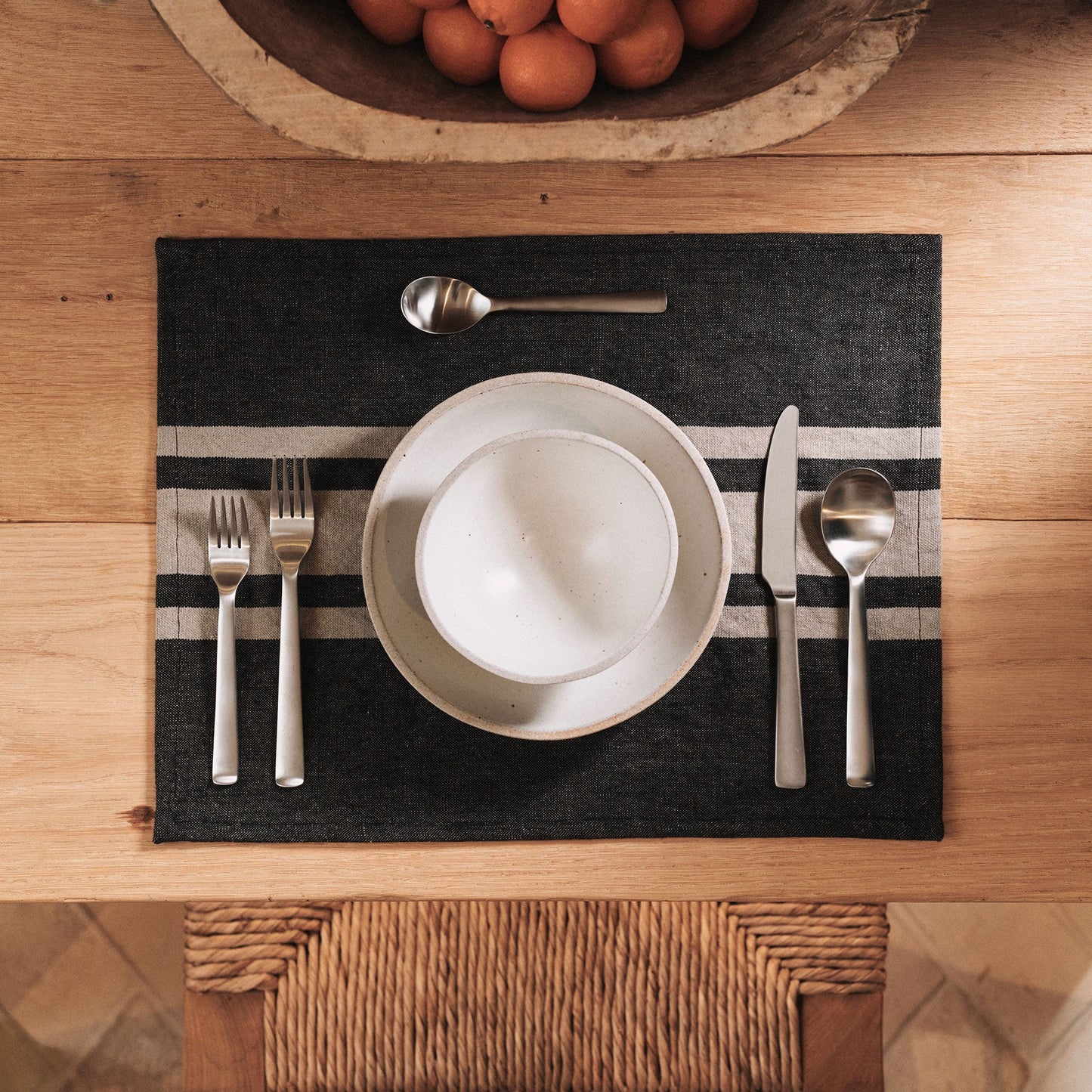 Three Stripe Placemat - Black/ Natural