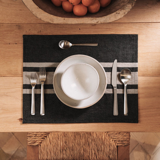 Three Stripe Placemat - Black/ Natural