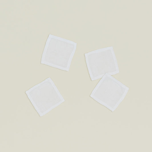 Simple Linen Cocktail Napkins, Set of 4 - White