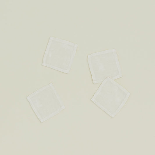 Simple Linen Cocktail Napkins, Set of 4 - Ivory