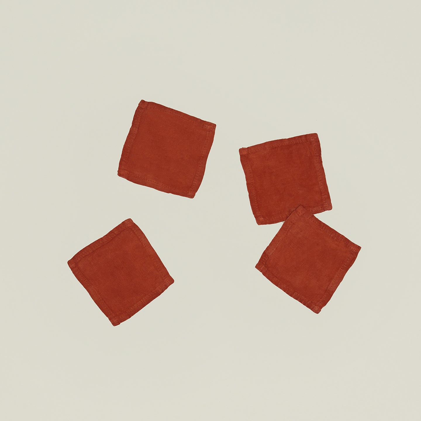 Simple Linen Cocktail Napkins, Set of 4 - Rust