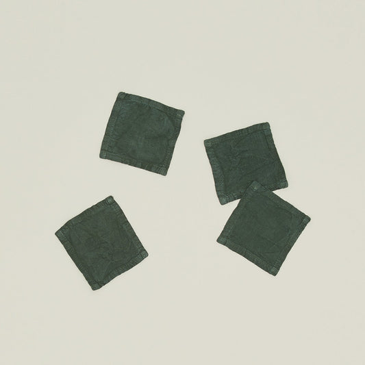 Simple Linen Cocktail Napkins, Set of 4 - Pine
