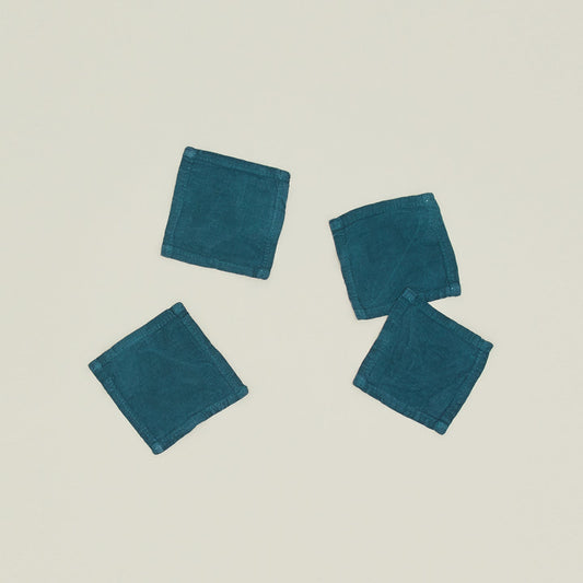 Simple Linen Cocktail Napkins, Set of 4 - Peacock