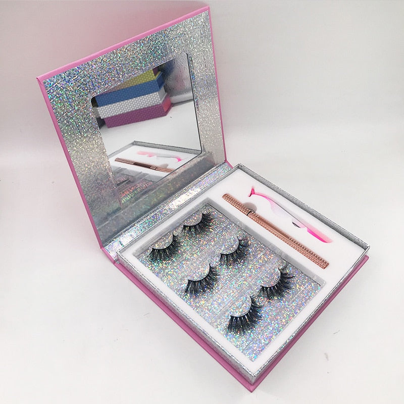 Big 3 Pairs Lash Packaging with Eyelashes