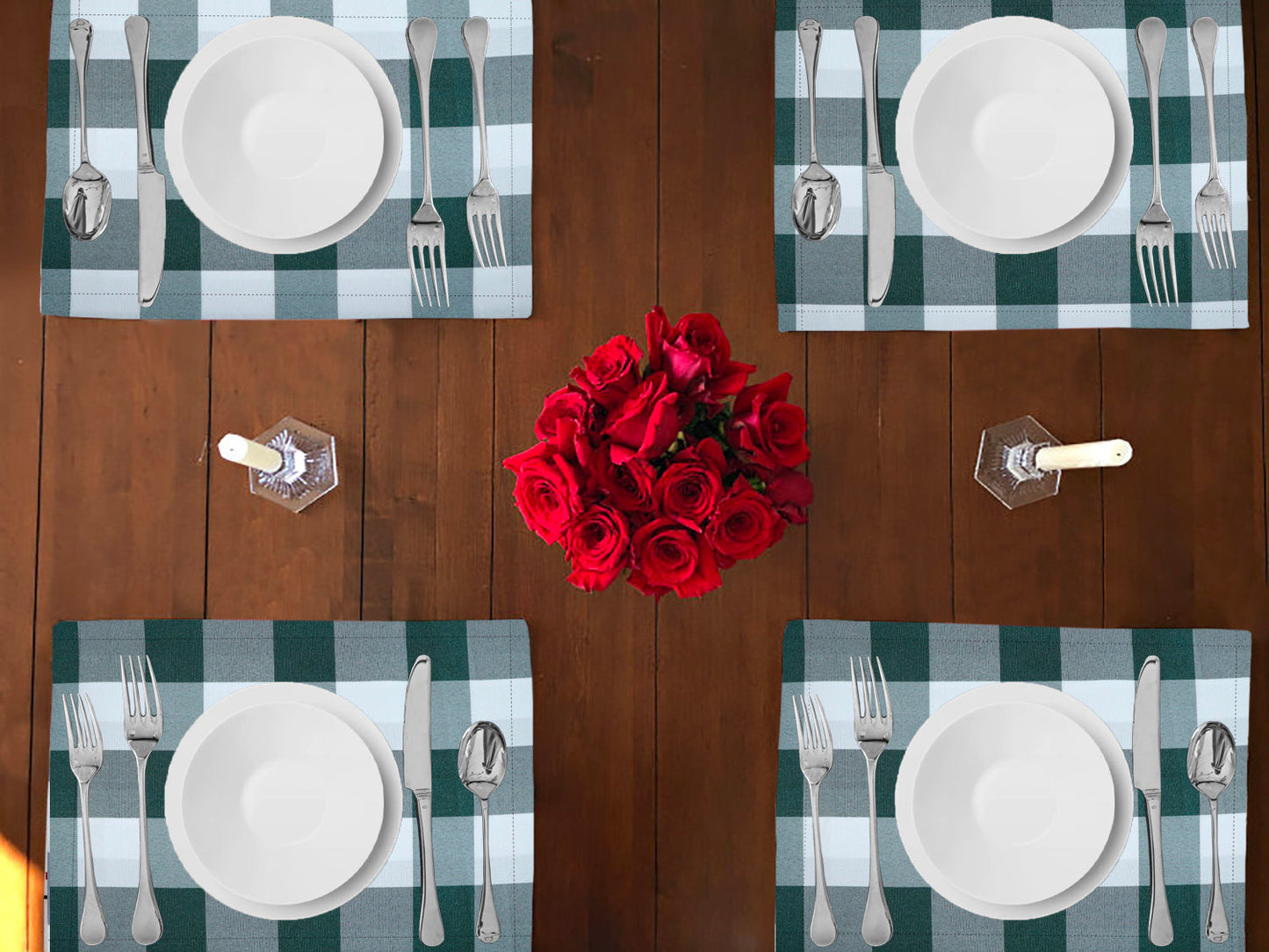 Buffalo Poplin Dinner Table Placemats Holiday Home Decoration 13" x 19" (Pack of 4)