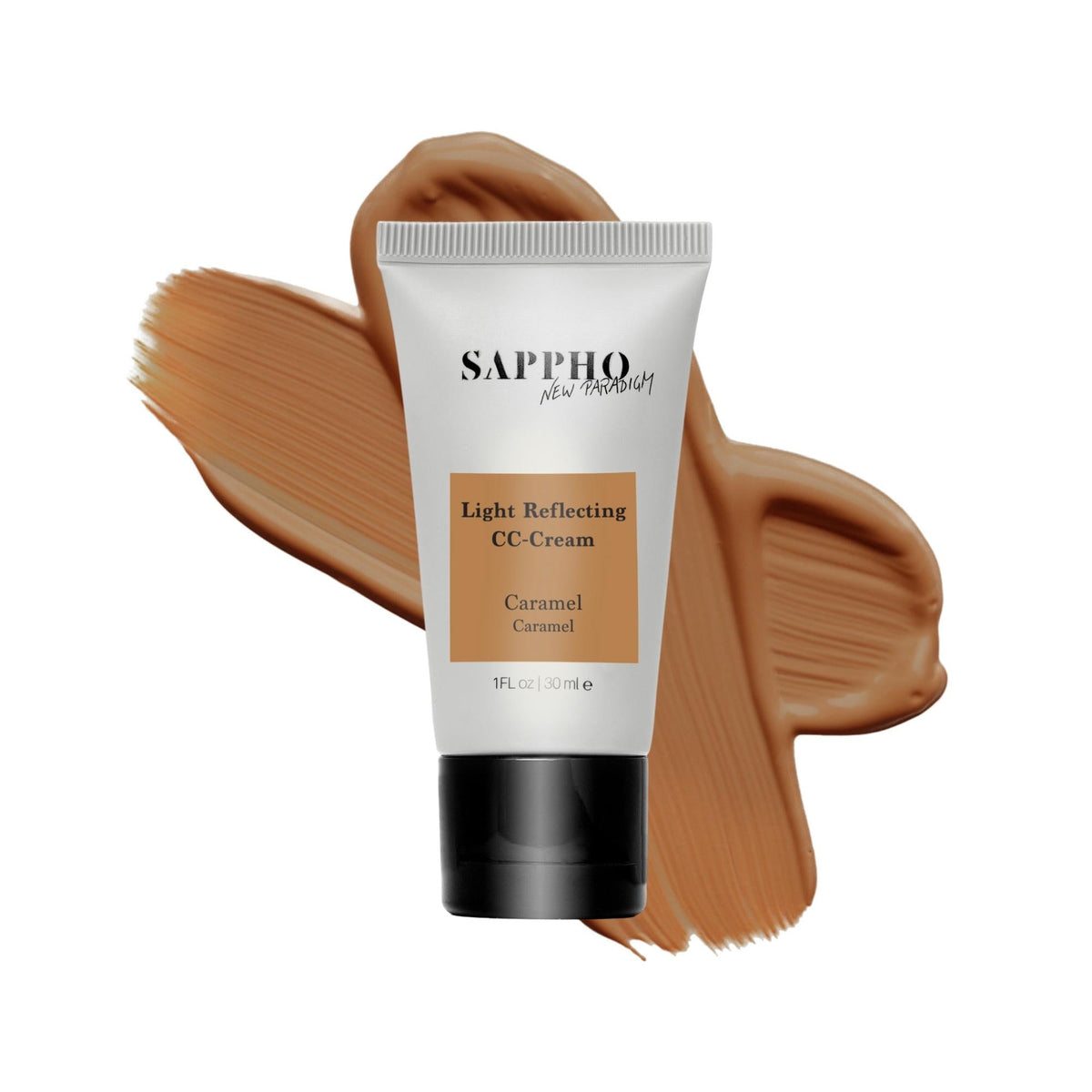 C.C. Cream - Makeup - Sappho New Paradigm - Organic_CC_Cream_Caramel_With_Swatch_White_Background - The Detox Market | Caramel