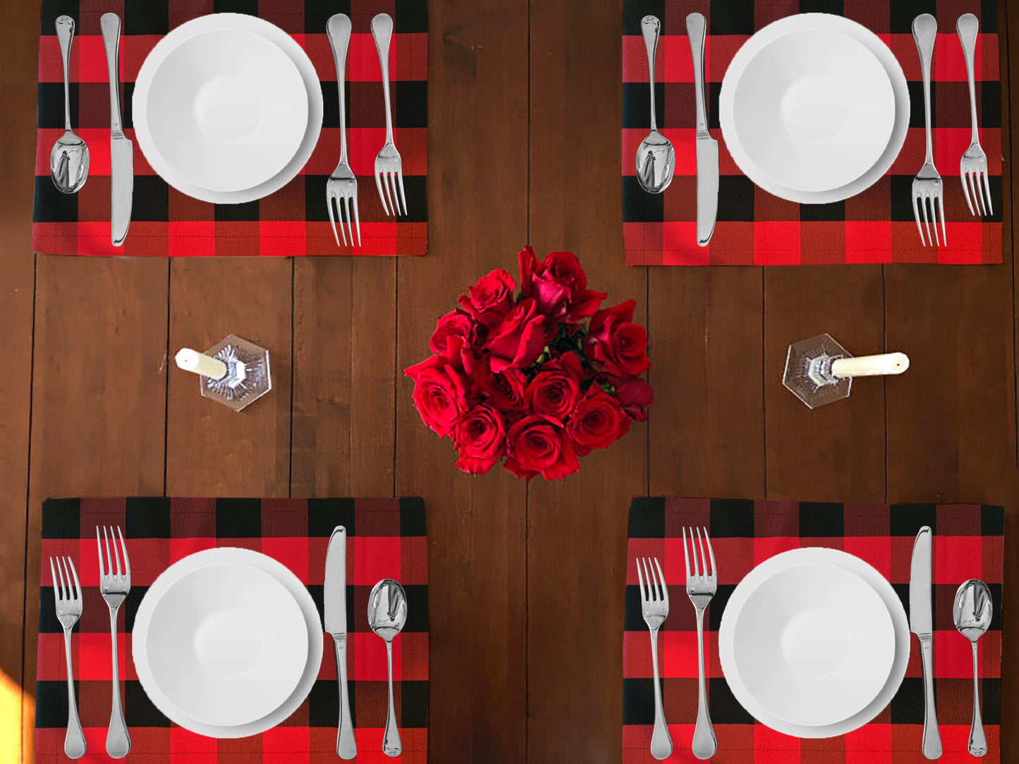 Buffalo Poplin Dinner Table Placemats Holiday Home Decoration 13" x 19" (Pack of 4)